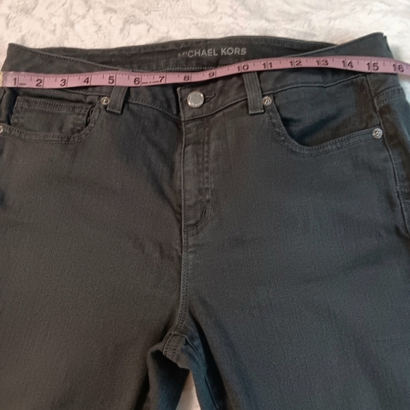Michael Kors Izzy Dark Charcoal Mid-rise Skinny Denim Jeans Back Pocket Logo 8 - Picture 10 of 14